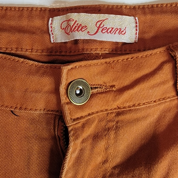 NWOT Elite Jeans brand plus size rust/burnt orange colored skinny jeans fits 16 - Picture 2 of 5
